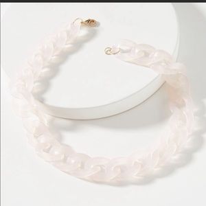 Anthropologie Resin Chain Link Necklace in Soft Pink